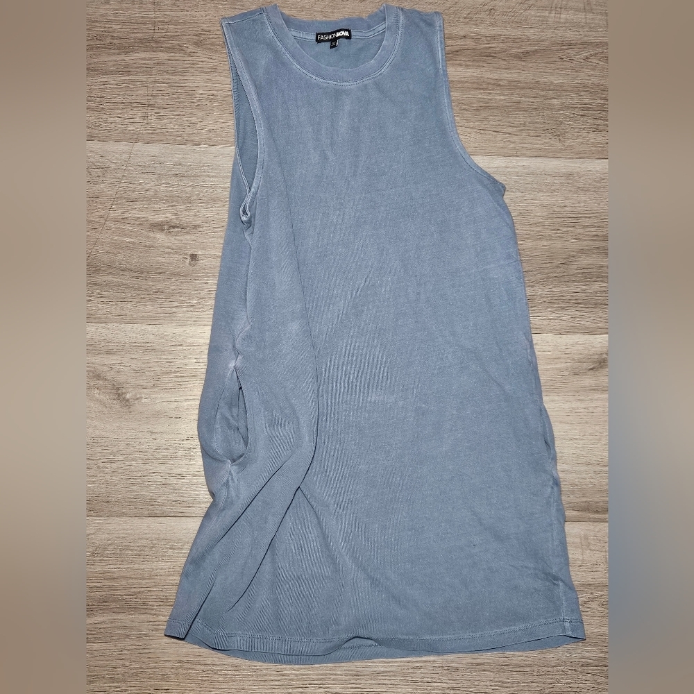 Fashion Nova Washed Denim Crew Neck Mini Dress - Picture 4 of 8